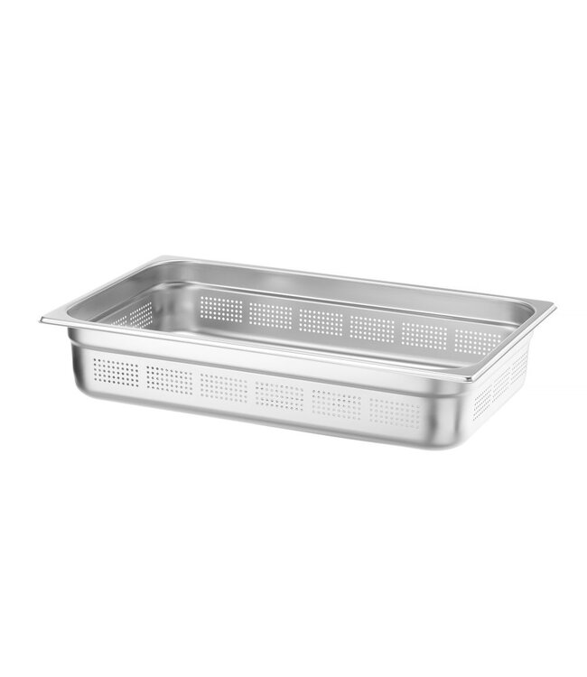 Gastronormbak rvs 1/1-100 mm diep 14 ltr geperforeerd zonder greep Profi Line- Hendi