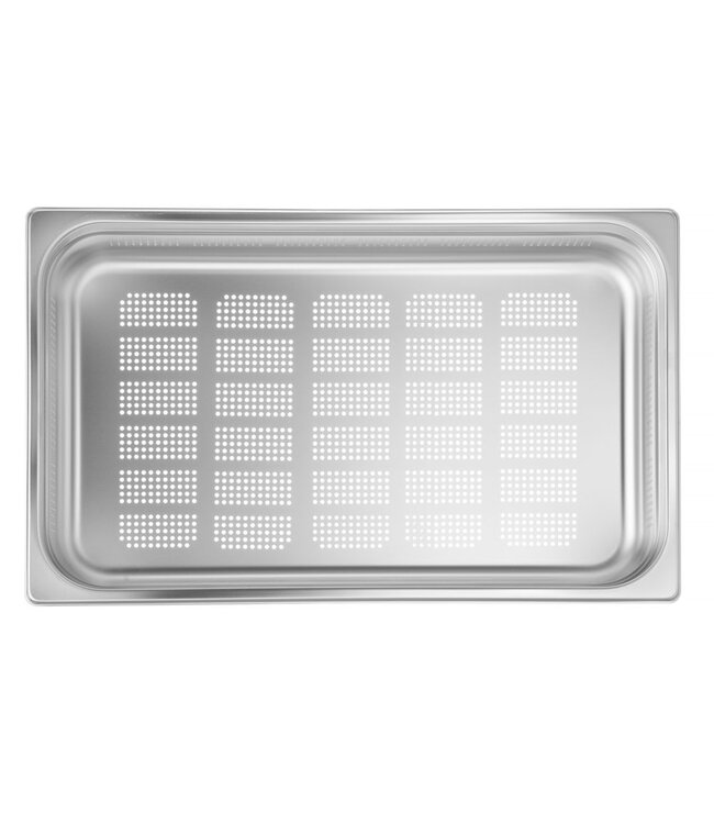 Gastronormbak rvs 1/1-100 mm diep 14 ltr geperforeerd zonder greep Profi Line- Hendi