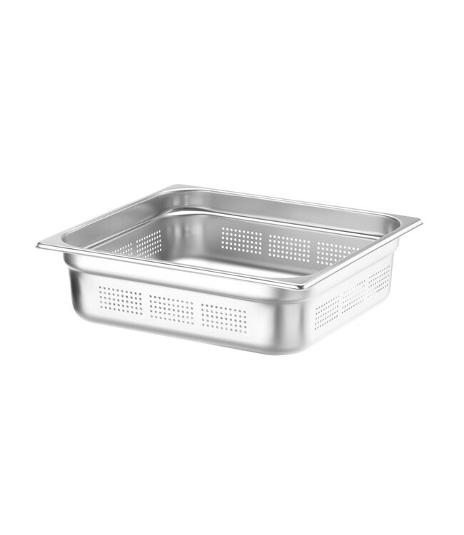 Gastronormbak rvs 2/3-100 mm diep 9 ltr geperforeerd zonder greep Profi Line- Hendi
