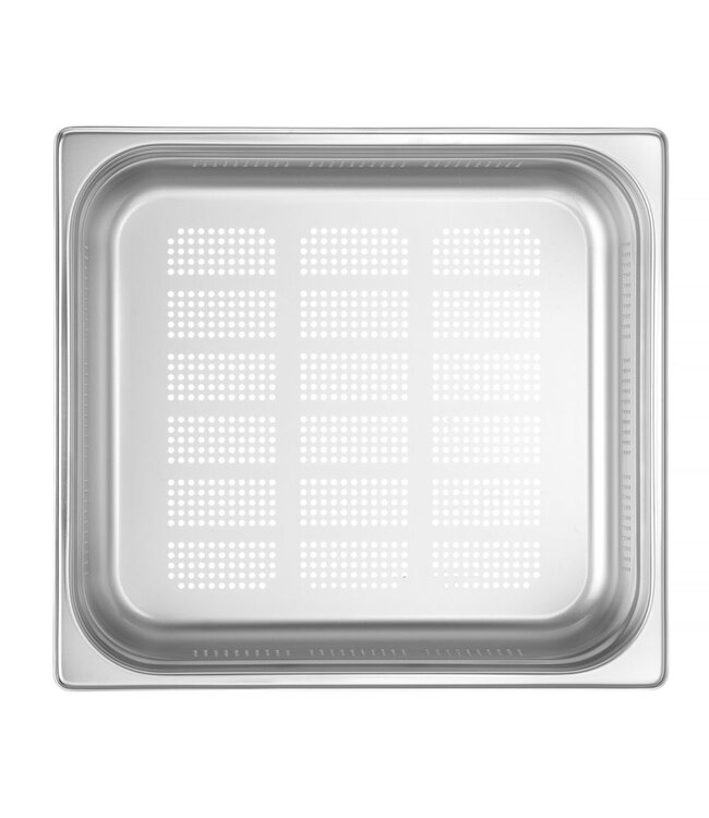 Gastronormbak rvs 2/3-100 mm diep 9 ltr geperforeerd zonder greep Profi Line- Hendi