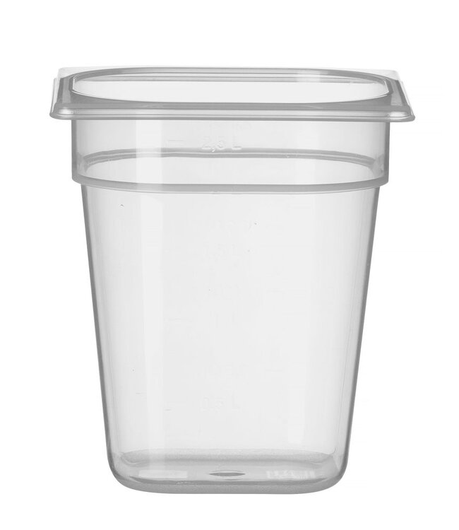 Gastronormbak PP(polypropyleen) 1/6-200 mm diep 3,4 ltr onder greep Profi Line- Hendi