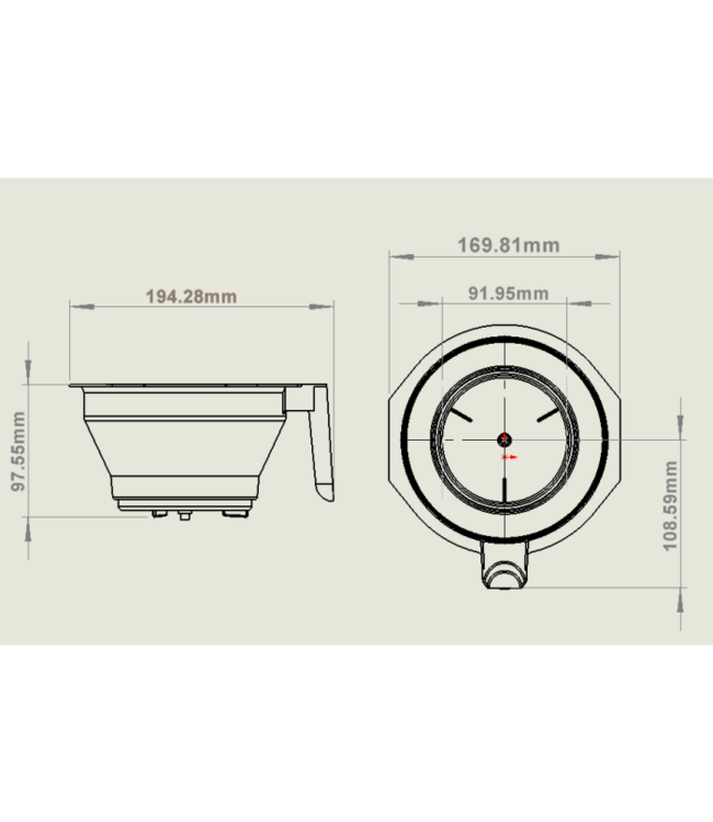 Koffie filterhouder 175x195x98 mm (bxdxh) metaal - Combisteel