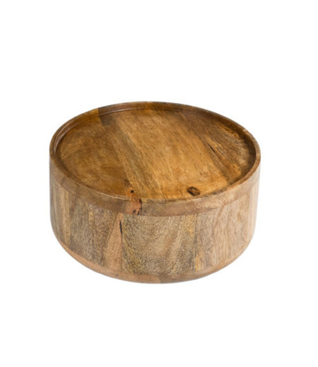 Drankdispenser base Ø25x(h)11 cm mangohout en deksel