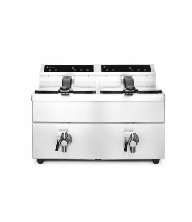 Inductie friteuse 2x 8 ltr 577x609x410 mm (bxdxh) met aftapkraan 230V/7.000W Profi Line - Hendi
