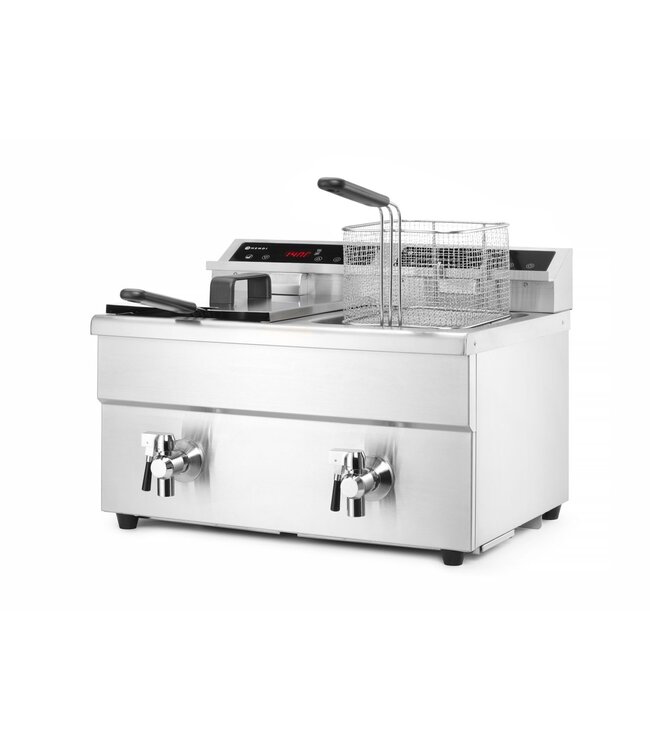 Inductie friteuse 2x 8 ltr 577x609x410 mm (bxdxh) met aftapkraan 230V/7.000W Profi Line - Hendi