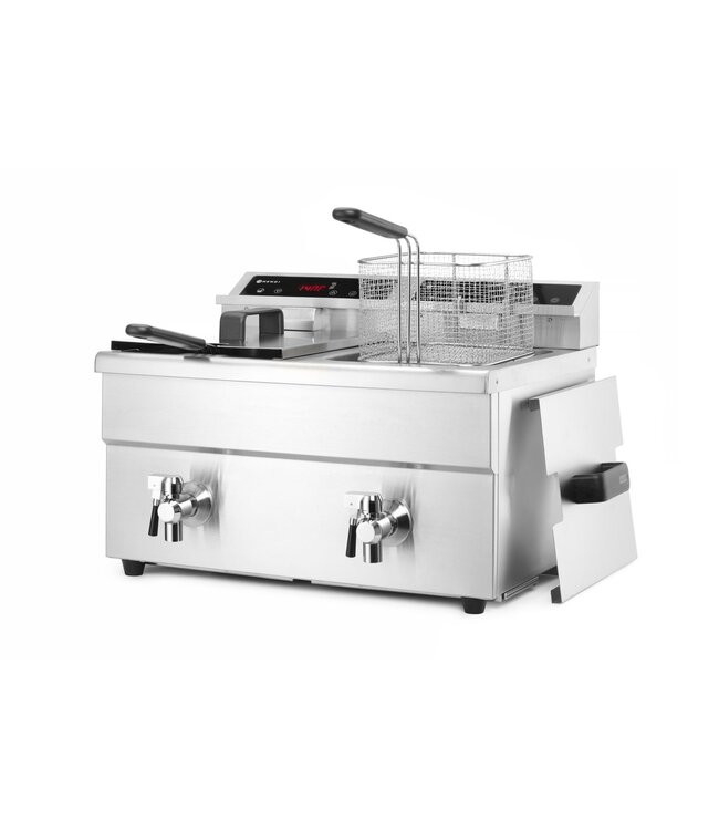 Inductie friteuse 2x 8 ltr 577x609x410 mm (bxdxh) met aftapkraan 230V/7.000W Profi Line - Hendi