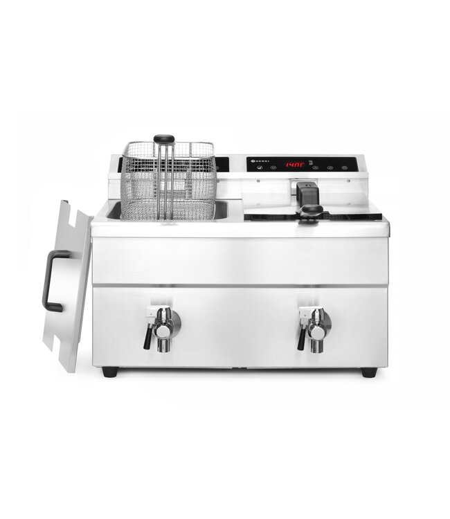 Inductie friteuse 2x 8 ltr 577x609x410 mm (bxdxh) met aftapkraan 230V/7.000W Profi Line - Hendi
