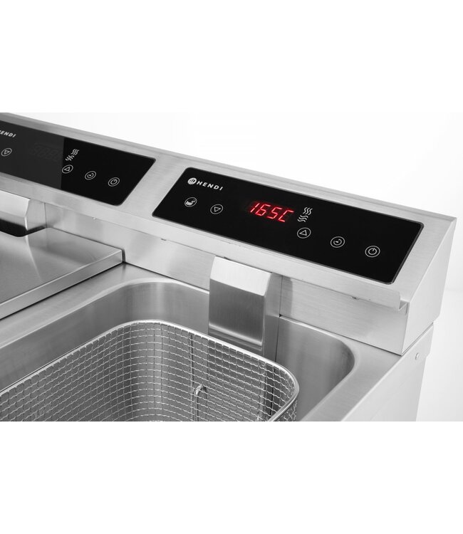 Inductie friteuse 2x 8 ltr 577x609x410 mm (bxdxh) met aftapkraan 230V/7.000W Profi Line - Hendi