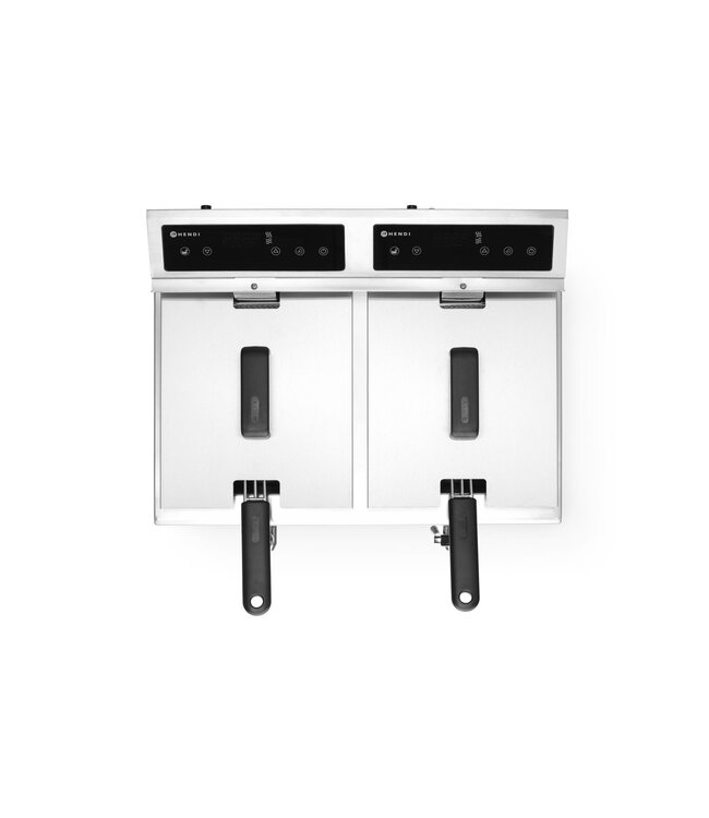 Inductie friteuse 2x 8 ltr 577x609x410 mm (bxdxh) met aftapkraan 230V/7.000W Profi Line - Hendi