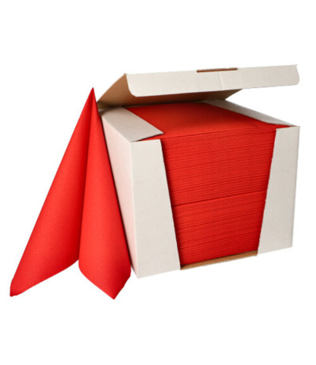 Servet 40x40 cm 3-laags rood tissue 1/4 gevouwen Royal Collection - Papstar | prijs & verp per 100 stuks