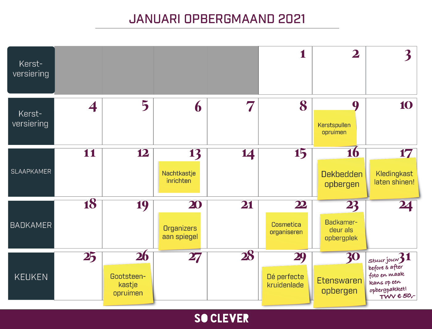 Kalender Januari opbergmaand