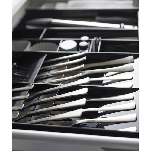 Yamazaki Uitschuifbare zwarte bestekbak met uitneembare verdelers Yamazaki