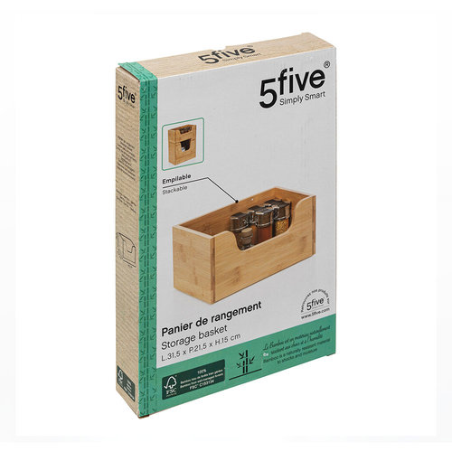 Five® Stapelbare bamboe bakken met open vak Five®