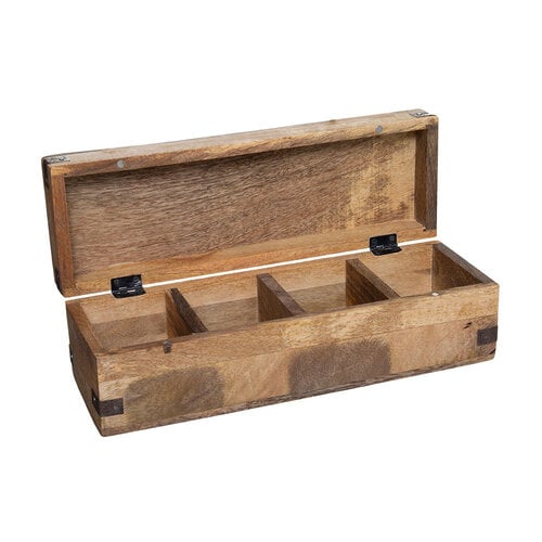 Atmosphera Mango houten theedoos 4 vaks Atmosphera