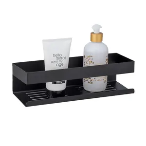 Zwart zelfklevend doucheplankje rechthoekig Wenko