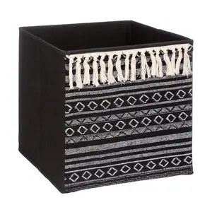 Five® Opbergmand zwart met franje Five® Opbergmand zwart met franje Five®