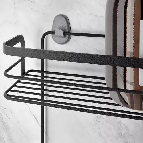 Tomado | Metaltex Zwart douchemandje rechthoekig 2 etages zonder boren Metaltex Tomado | Metaltex Zwart douchemandje rechthoekig 2 etages zonder boren Metaltex