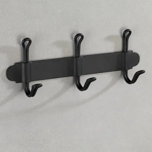 Wenko Zelfklevende zwarte handdoekhaak 3 haken Wenko