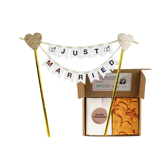 Just Married met brownies | Brownies | Caketopper