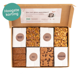 Aantal brownies: 24, Aantal smaken: 8
