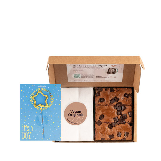 Hooray, it’s a boy! | Vegan Brownies | Wondercard sterretje