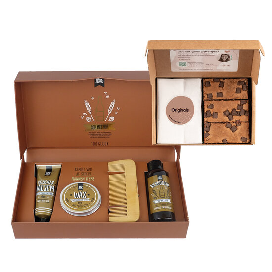Voordeelcadeau: Luxe verwenpakket voor mannen | Brownies | Mannen verwenpakket
