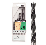 Diager Diager 5-delige Houtboorset Standaard in kunststof doos inhoud: Ø4-5-6-8-10