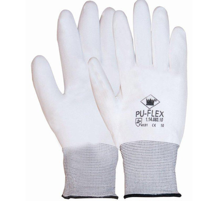 Handschoen PU-flex nylon wit categorie 2 maat 9 / L