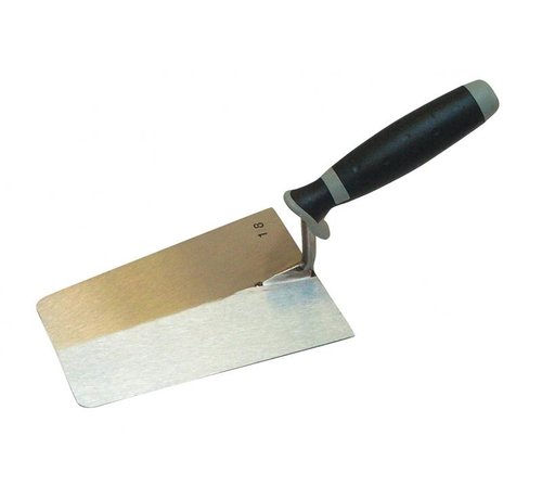 Super Prof Stukadoorstroffel - Super Prof - recht met afgeronde hoeken 140 mm RVS met Softgreep