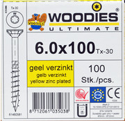 Woodies Ultimate Woodies schroeven 6.0x100 geelverzinkt T-30 deeldraad 100 stuks