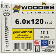 Woodies Ultimate Woodies schroeven 6.0x120 geelverzinkt T-30 deeldraad 100 stuks