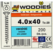 Woodies Ultimate Woodies schroeven 4.0x40 verzinkt T-20 voldraad 200 stuks