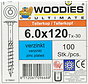 Woodies tellerkopschroeven 6.0x120 verzinkt T-30 deeldraad 100 stuks