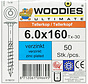 Woodies tellerkopschroeven 6.0x160 verzinkt T-30 deeldraad 50 stuks