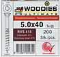 Woodies vlonderschroeven 5.0x40 RVS 410 gehard T-25 deeldraad 200 stuks