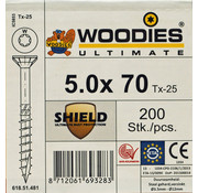 Woodies Ultimate Woodies schroeven 5.0 x 70 SHIELD T-25 deeldraad 200 stuks