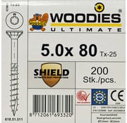 Woodies Ultimate Woodies schroeven 5.0 x 80 SHIELD T-25 deeldraad 200 stuks