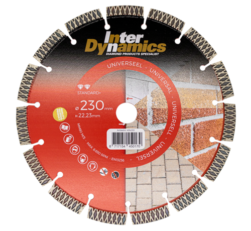 InterDynamics® InterDynamics® Universeel Standard+ diamantzaagblad 230mm, asgat 22.23mm