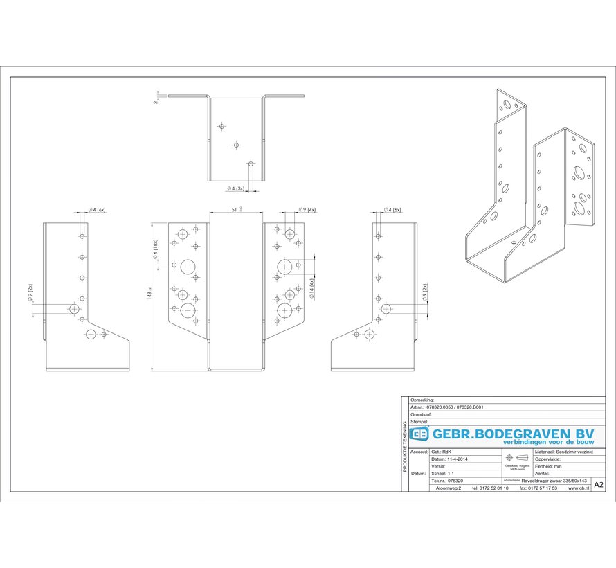 GB Raveeldrager zwaar 50 x 143 (Houtmaat 50 x 150) SV