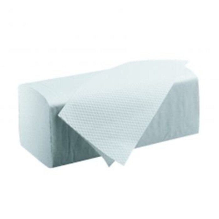 Eigen merk Vouwhanddoekjes Z-vouw, 2-laags, recycled tissue wit, 3200 stuks