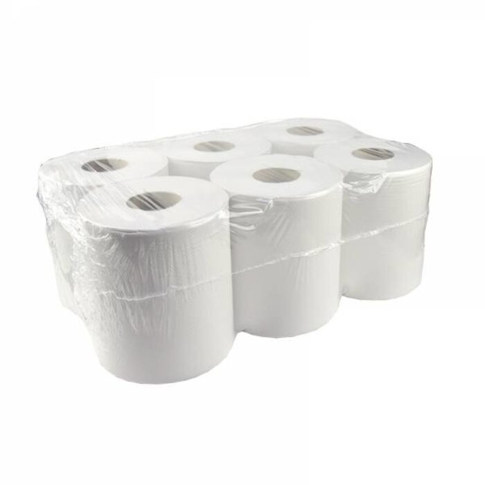 Eigen merk Poetsrollen Midi, 6x 300M, 1-laags, recycled wit
