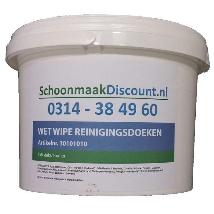 Eigen merk Wet Wipe Handcleaner, emmer 150 doeken