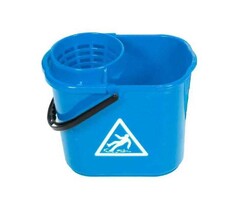 Eigen merk Minimop emmer kunststof met korf 14L - BLAUW