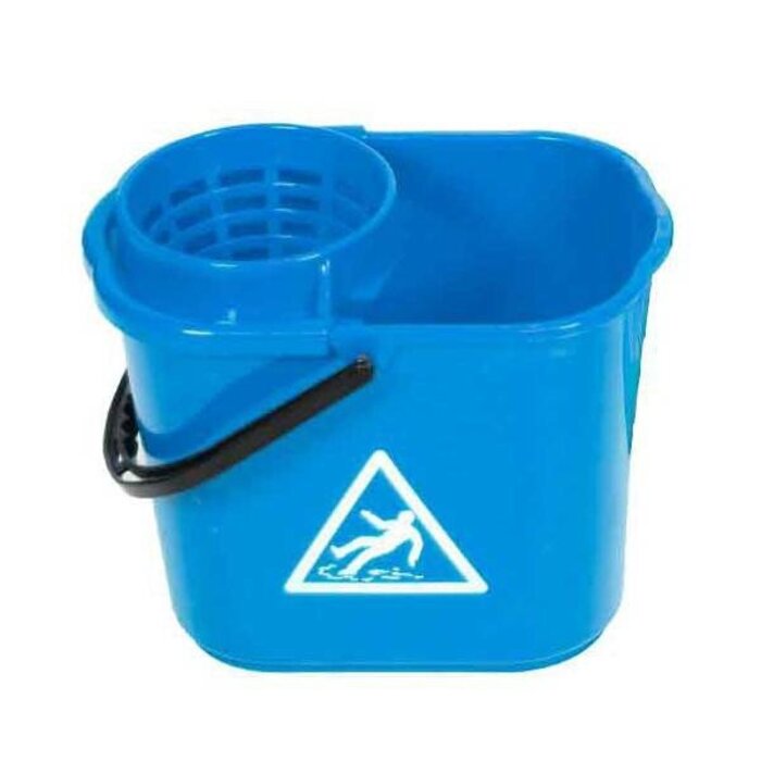 Eigen merk Minimop emmer kunststof met korf 14L - BLAUW