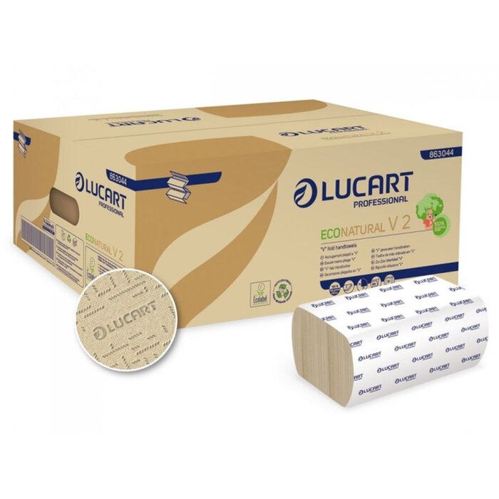 Lucart Vouwhanddoekjes Z-vouw, 21cm breed, 2-laags, recycled tissue wit