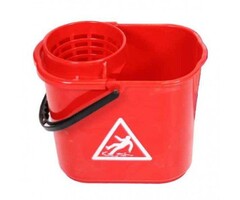 Eigen merk Minimop emmer kunststof met korf 14L - ROOD