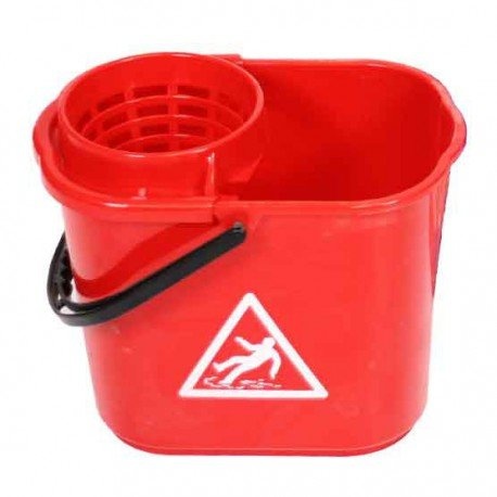 Eigen merk Minimop emmer kunststof met korf 14L - ROOD