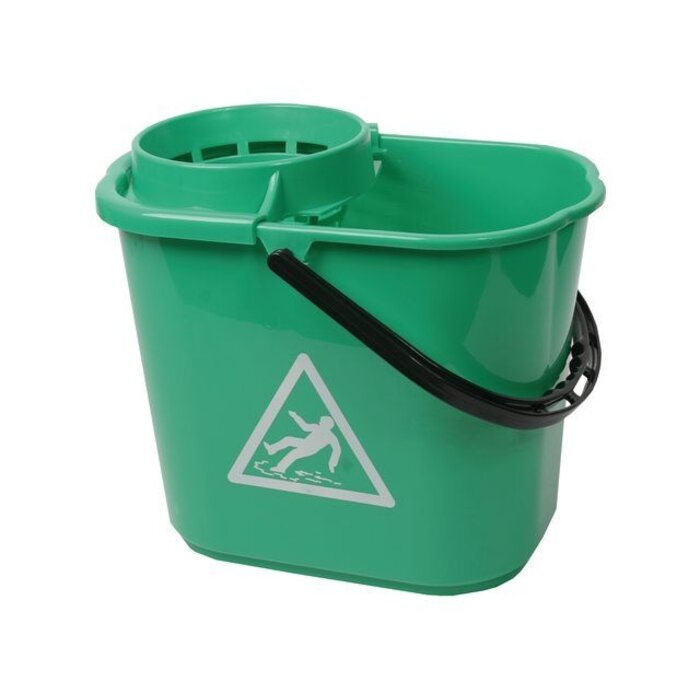 Eigen merk Minimop emmer kunststof met korf 14L - GROEN