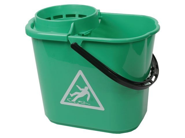 Eigen merk Minimop emmer kunststof met korf 14L - GROEN