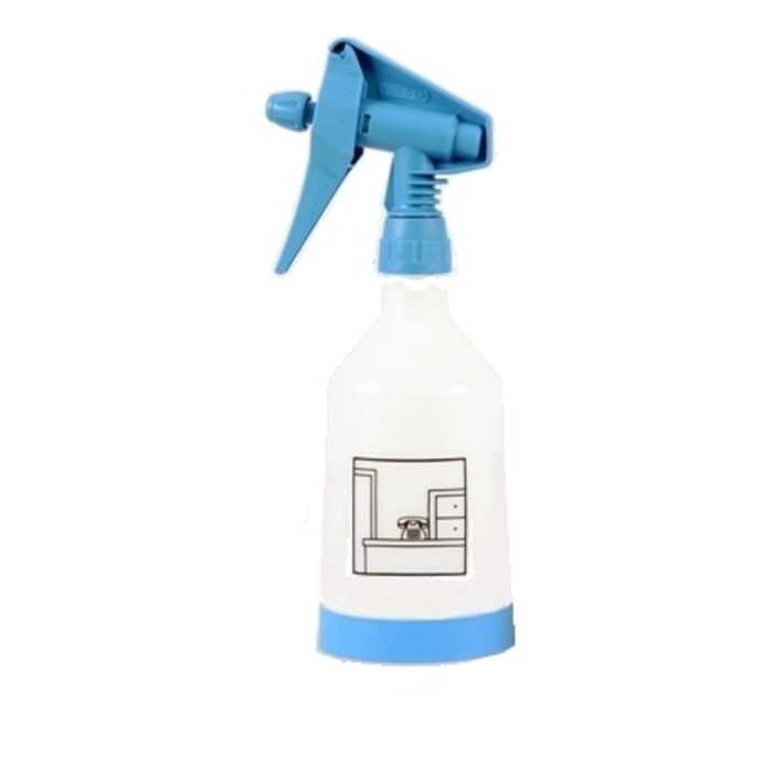 Eigen merk Sprayflacon 0,5 ltr. met pictogram INTERIEUR ring blauw